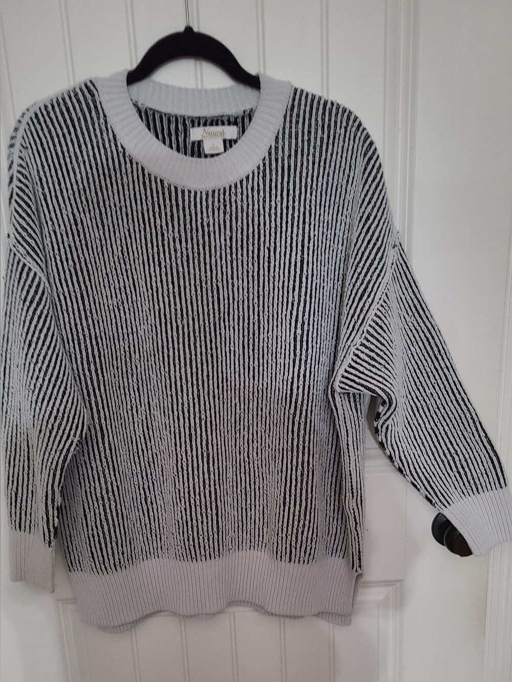 Black & White Vertical Stripe Polyester Sweater